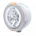 "CLASSIC" Half-Moon Headlight - 34 White LED H4 Bulb w/ Dual Function Amber LED/Clear Lens | Headlight - Complete Kits