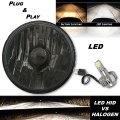 5-3/4" Crystal Smoked Lens Metal Headlight w/ 6k LED 18/24w Light Lamp Bulb EACH