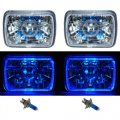 7X6 Blue Halo Projector Halogen Clear Headlights Angel Eye Headlamp Light Bulbs