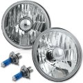 5 3/4 Inch Crystal Clear Halogen Headlight Metal Headlamp Sw 60/55W Light Bulbs Pair Octane Lighting