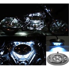 1 Pc White LED Chrome Modules Motorcycle Chopper Frame Neon Glow Lights Pods Kit Octane Lighting