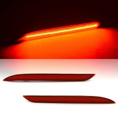 Rear Bumper Red LED Reflector Light Lens Pair For 15-17 Ford Mustang Octane Lighting