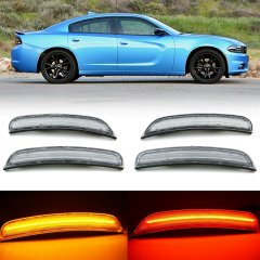 Clear Front and Rear LED Side Marker Light Lens 4 Set For 15-18 Dodge Charger Octane Lighting