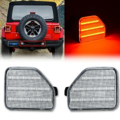 Clear Lens Red LED Rear Bumper Reflector Light Lamp Pair For 18-20 Jeep Wrangler Octane Lighting