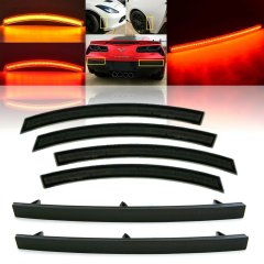 Smoked Front and Rear LED Side Bumper Marker Lamp Lens 6 Set For 14-19 C7 Corvette Octane Lighting