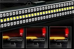 60 Inch Triple LED Truck Tailgate Light Bar 5-function 3-Color IP68 with Sequential Amber Turn Signals Race Sport Lighting