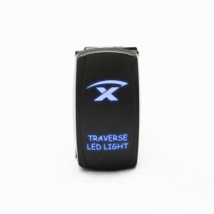 Traverse 3 Position Way LED Logo Rocker Switch with 4-Pins Middle Off, Function 1 Up, Function 2 Down Race Sport Lighting