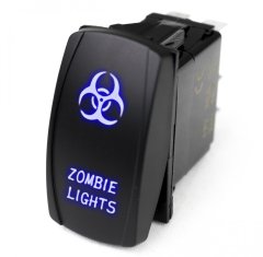 LED Rocker Switch w/ Blue LED Radiance Zombie Hazardous Lights Race Sport Lighting