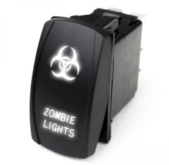 LED Rocker Switch w/ White LED Radiance Zombie Hazardous Lights Race Sport Lighting