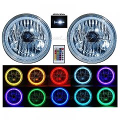 7" SMD Multi-Color White Red Blue Green LED Halo Angel Eye 6K HID Headlights Img