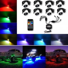 Jeep Truck Multi-Color Changing  LED RGB SMD Rock Light Bluetooth Set Of 8