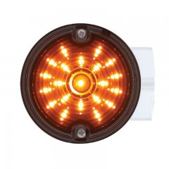 21 LED 3 1/4" Round Harley Signal Light w/ Housing - Amber LED/Smoke Lens | Motorcycle Products