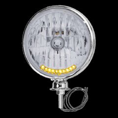 7" DIETZ Style Stainless Headlight - 10 Auxiliary Amber LED | Dietz Headlight