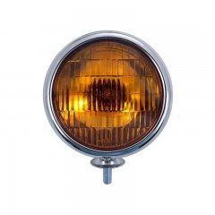 Chrome Vintage Classic Amber 5" Fog Light Housing Halogen H3 Bulb Glass Lens 12V