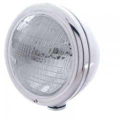 Stainless "CLASSIC" Headlight - 6014 Bulb w/ No Turn Signal | Headlight - Complete Kits
