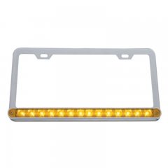 14 LED Light Bar License Frame- Amber LED/Amber Lens | License Plate Frames