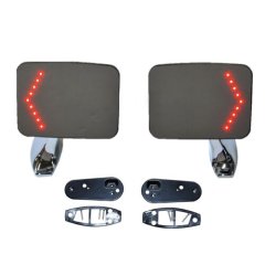 Truck Square Rectangle Chrome Outside Rearview LED Turn Signal Door Mirrors Pair