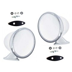 4" Talbot Shelby British Style Fender Door Mounted GT Racing Chrome Mirrors Pair