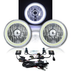 5-3/4" White LED COB SMD Halo Angel Eye 6000K 6K HID Light Bulbs Headlights Pair