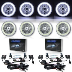 5-3/4" White COB SMD LED Halo Angel Eye 6000K 6K HID Light Bulbs Headlights Set