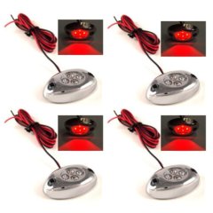 4 Red LED Chrome Modules Motorcycle Car Truck Neon Under Glow Lights Pods