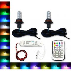 9007 HB5 27 SMD RGB Multi-Color Changing Shift Led DRL Fog Light Bulb M7 Pair