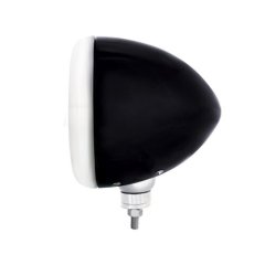 7" Black Guide Style Headlight Lamp Bucket Housing w/Chrome Rim Bezel Hot Rod