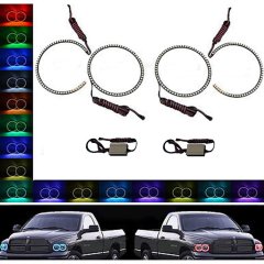 Multi-Color Changing LED RGB Headlight Halo Ring Set For 02-05 Dodge Ram Sport