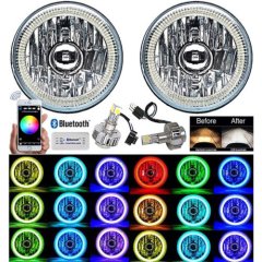 5-3/4" Bluetooth Cell Phone SMD Color Change Halo Angel Eye LED Headlights Pair