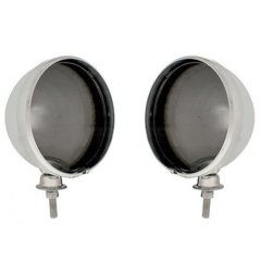 7" Stainless Steel Dietz Headlight Lamp Bucket Housing Rim & Wiring Hot Rod Pair