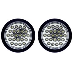 (2) 4" Round Work Truck Box Trailer Rv Back-Up Reverse Clear White 24-Led Lights