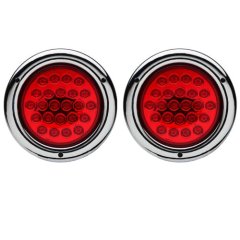 (2) 4" Round Work Truck Trailer Rv Brake Tail Light Turn Signal Red Led Light CH