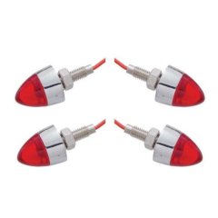 Red LED Light Bullet Spike Mini License Plate Frame Fasteners Bolt Nut Set of 4