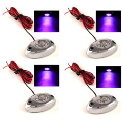 4Pc Purple LED Chrome Modules Motorcycle Car Truck Neon Under Glow Lights Pods