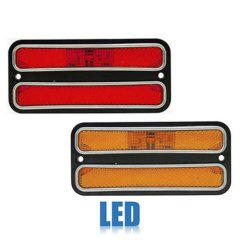 68-72 Chevy GMC Truck Front & Rear Side LED Amber Red Marker Light w/ Chrome Pr