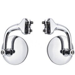 3" Chrome Curved Arm Peep Side Door Glass Mirror Outside Rear View Hot Rod Pair