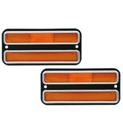 68-72 Chevy GMC Truck Front Side Amber Marker Light Lamp w/ Chrome Trim & Gasket