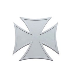 Iron Maltese Cross Accent Chrome Plastic Emblem Universal Fit Hot Rat Rod Custom