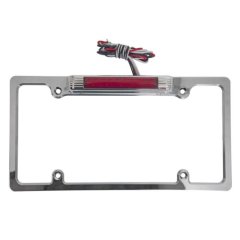 Chrome License Plate Frame w/Red LED Third Brake Light & White LED License Light