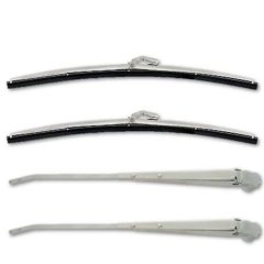 67-72 Chevy GMC Truck 15" Polished Stainless Windshield Wiper Blades & Arms Set