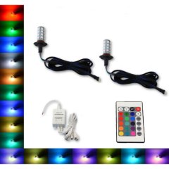 9005 27 SMD RGB Multi-Color Changing Shift Led Fog DRL Light Bulb IR Pair