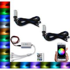 H3 27 SMD RGB Multi-Color Changing Shift Led Fog Light Bulb Bluetooth Pair