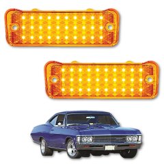 1966 66 Chevy Chevrolet Impala LED Park Light Turn Signal Lamp Lens Lenses Pair
