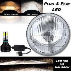 5-3/4 6v Stock Glass Metal Headlight 6-Volt LED Light Headlamp Harley Motorcycle