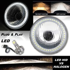 5-3/4" H5006 H5001 Stock SMD White Halo H4 Headlight 18/24w LED Light Bulb EACH