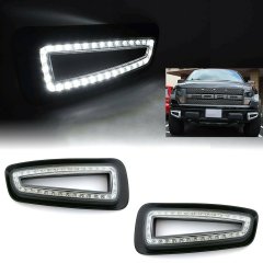 Front White LED DRL Light Clear Lens Assembly For 2010 - 2014 Ford F-150 Raptor