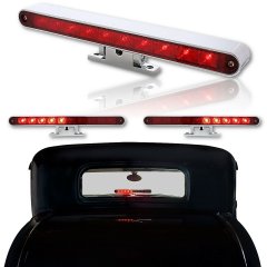 Chrome 10 Red LED Split Directional Third Brake Light & Adjustable Pedestal Base