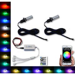 880 881 SMD RGB Multi-Color Changing Shift Led DRL Fog Light Bulb Bluetooth Pair