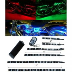 6Pc Motorcycle Bike RGB Under Glow Frame Engine Motor Light Bulb LED Strips Kit