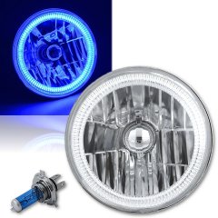 7" H6024/6014 Halogen Blue COB LED Halo Ring H4 Light Bulb Angel Eye Headlight